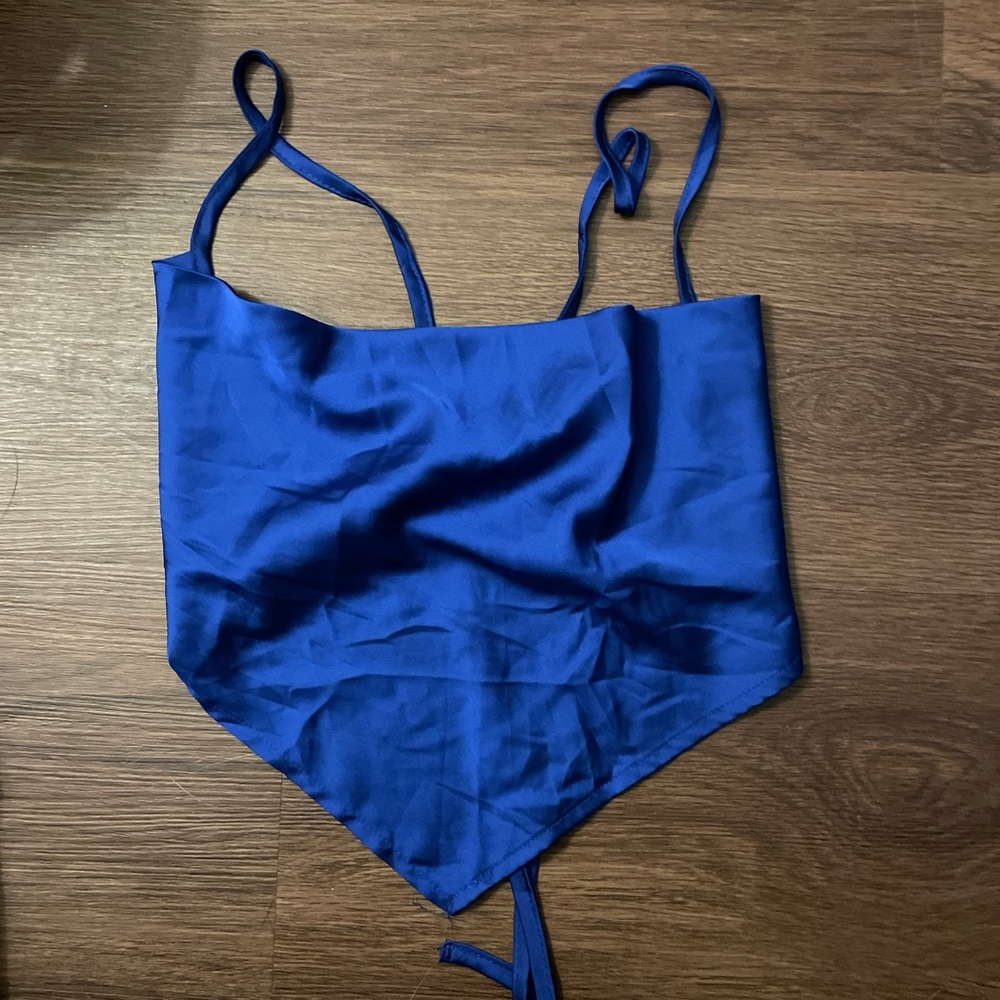 Blue lace up bandana top